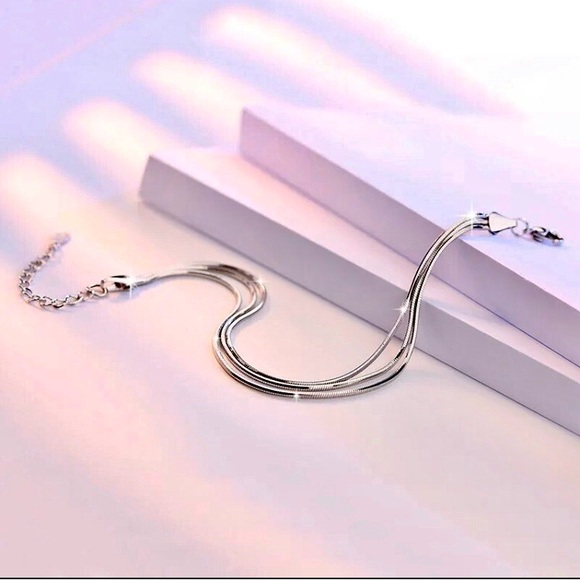 New Silver 3 Strand Multi Snake Chain Herringbone Bracelet - Picture 3 of 5